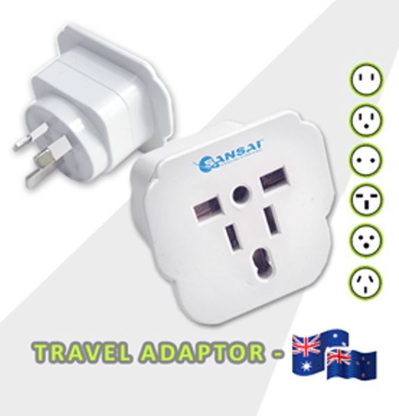 Sansai Travel Adaptor for 240V equipment from Britain, USA, Europe, Japan, China, HongKong, Singapore, Korea  Italy, to use in Australia.