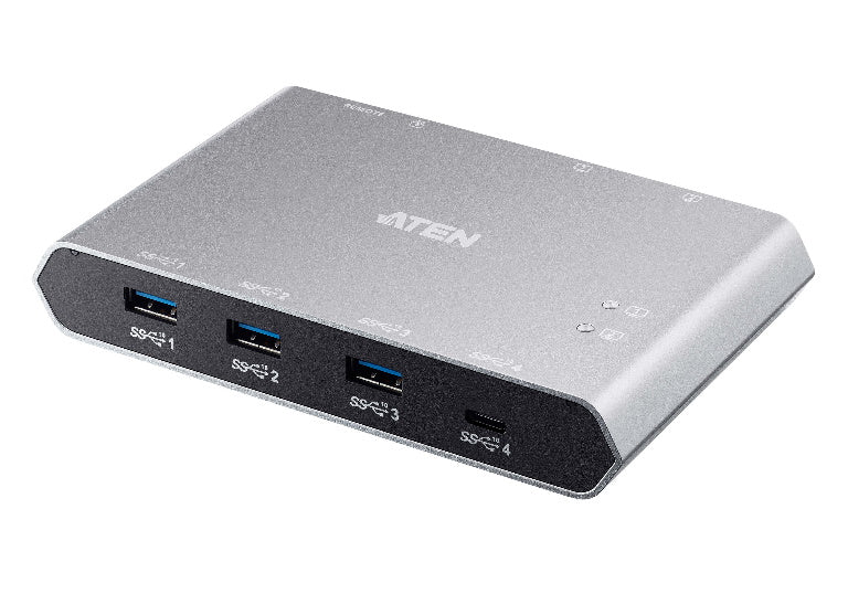 Aten Sharing Switch Gen2 2x4 USB-C, 2x PC, 4x USB 3.2 Gen2 Ports (1x USB-C), Power Passthrough, OSX  Windows Compatible, Plug and Play