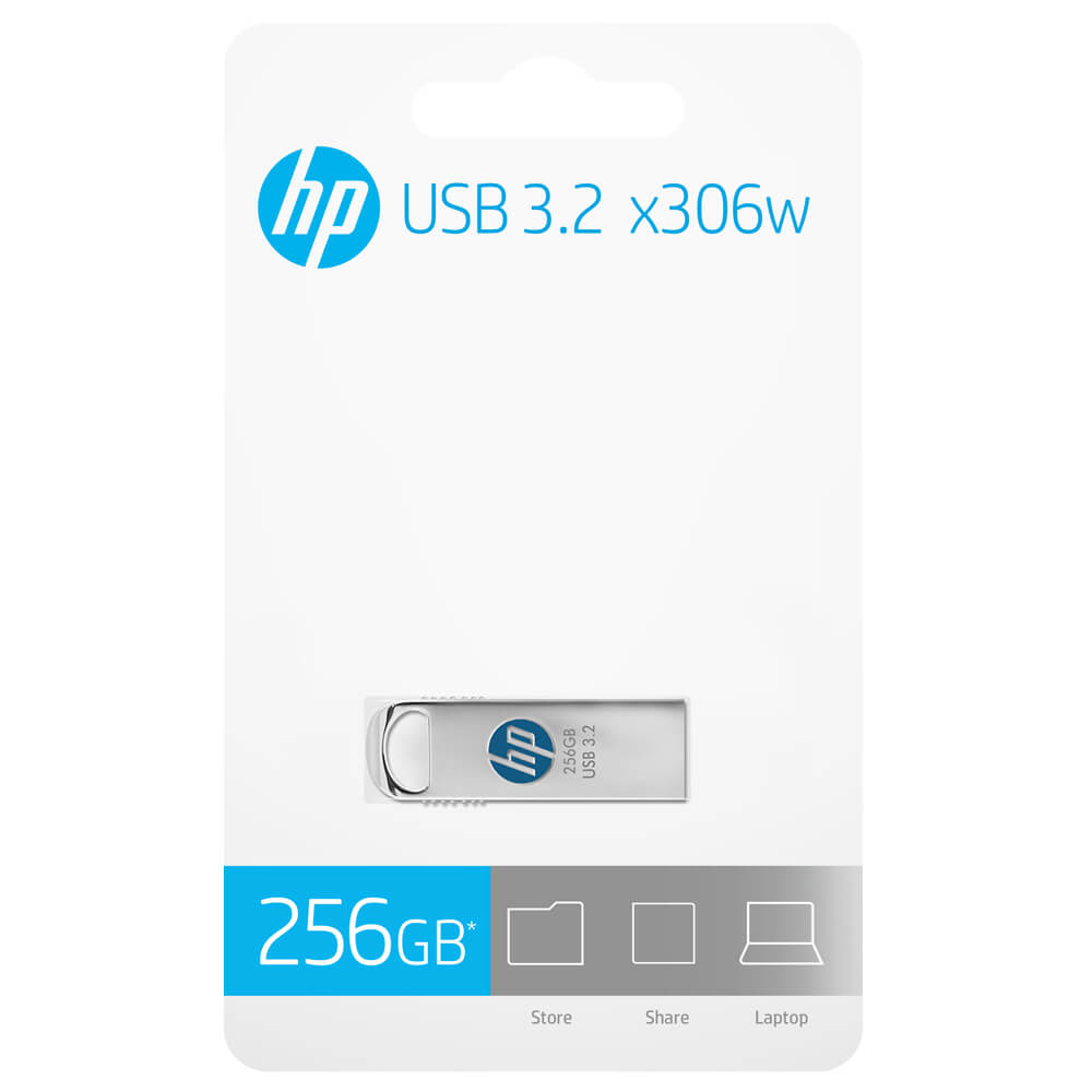 HP 306W 256GB USB3.2 Gen 1 Type-A Flash Drives up to 70MB/s, 256GB up to 200MB/s Operating Temp 0°C to 60°C  2-year Limited Warranty