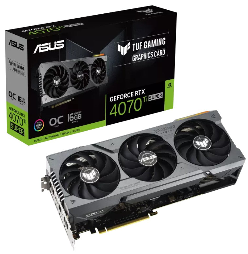 ASUS nVidia GeForce TUF-RTX4070TIS-O16G-GAMING RTX4070 Ti SUPER 16GB GDDR6X OC Edition, 2640 MHz Boost Clock, RAM 21Gbps,3xDP, 2xHDMI, 305x138x65mm