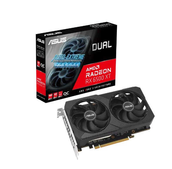 RDP- ASUS AMD Radeon DUAL-RX6500XT-O4G-V2  RX 6500 XT V2 OC Edition 4GB GDDR6 with two powerful Axial-tech fans and a 2-slot design