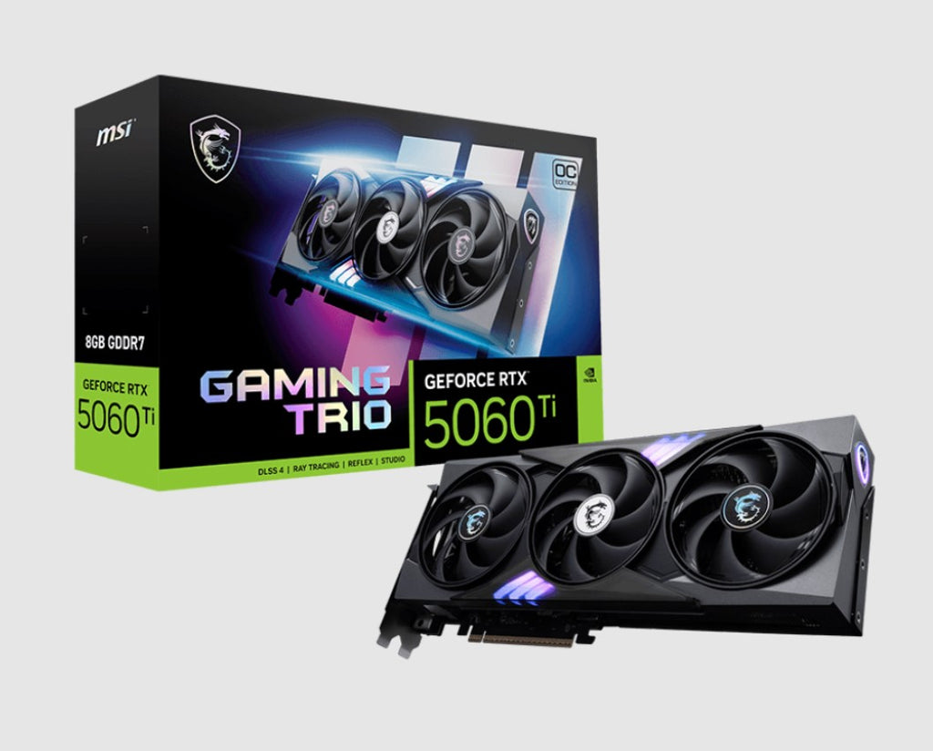 MSI nVidia GeForce RTX™ 5060 Ti 8G GAMING TRIO OC, PCI Express® Gen 5 x 16, Boost: 2647 MHz, CUDA 4608 Units, 8GB GDDR7, HDMI™ x 1