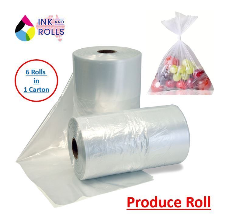 Produce Rolls Gusset Bag Freezer Plastic Food Grade - 6 Rolls