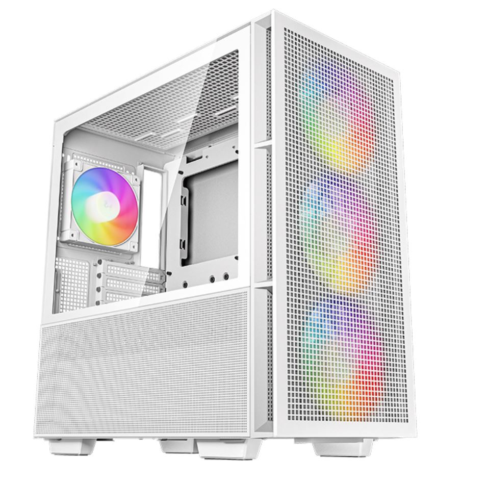 DeepCool CH560 White HighAirflow Mid-Tower Case, Mini-ITX/ Micro-ATX/ ATX/ E-ATX, Magnetic Hybrid Mesh,Tempered Glass, 3 Pre-Installed 140mm ARGB Fans