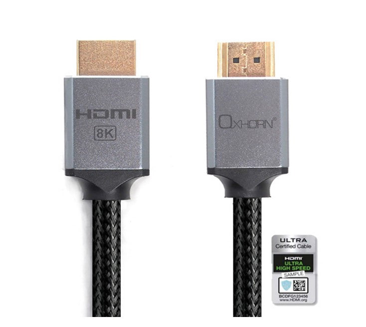 Oxhorn HDMI2.1a 8K@60Hz 3D Ultra Certified Ethernet Aluminum Header Cable 3m Male to Male