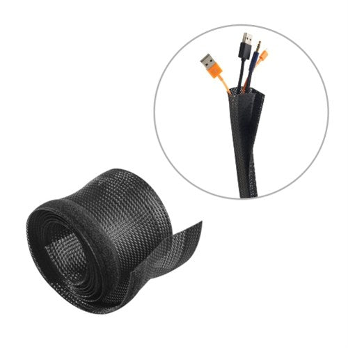 Brateck Flexible Cable Wrap Sleeve with Hook and Loop Fastener (85mm/3.3" Width ) Material Polyester Dimensions 1000x85mm - Black(LS)