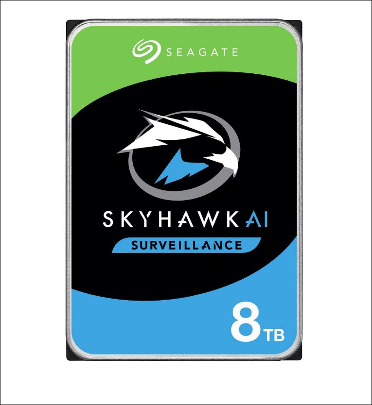 Seagate 8TB 3.5" SkyHawk Surveillance AI, SATA3 6Gb/s,16 AI streams,256MB Cache 24x7 HDD ST8000VE001,  3 Years Warranty