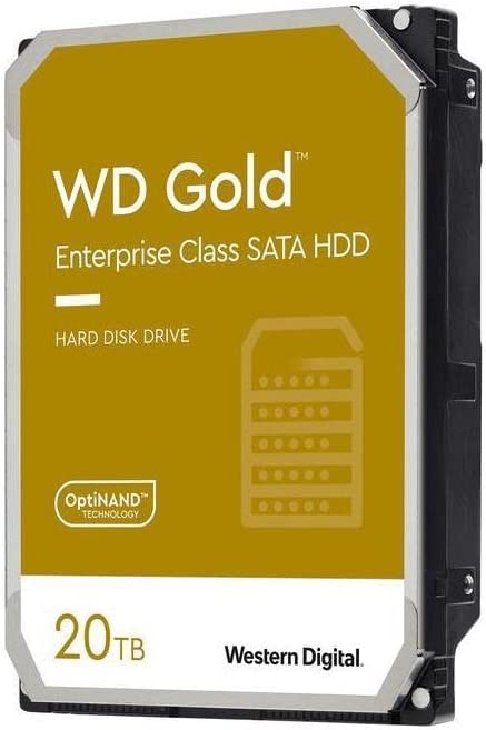 Western Digital 20TB WD Gold Enterprise Class SATA Internal Hard Drive HDD - 7200 RPM, SATA 6 Gb/s, 512 MB Cache, 3.5"- 5 Years Limited Warranty