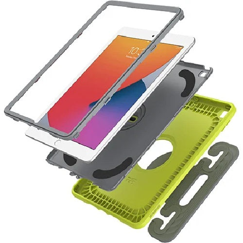 OtterBox Kids EasyGrab Apple iPad (10.2") (7th, 8th  9th Gen) Case Martian Green (Neon Green/Grey) - (77-81186), Antimicrobial, Rugged Protection