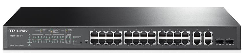 TP-Link T1500-28PCT (TL-SL2428P) JetStream 24-Port 10/100Mbps + 4-Port Gigabit Smart PoE+ Switch,Omada