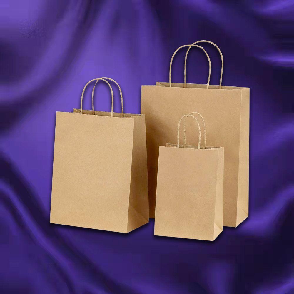 Kraft Paper Bag 250 pcs (30X30X17.5) Carry Craft Brown Retail Bag with Handles - Ink And Rolls